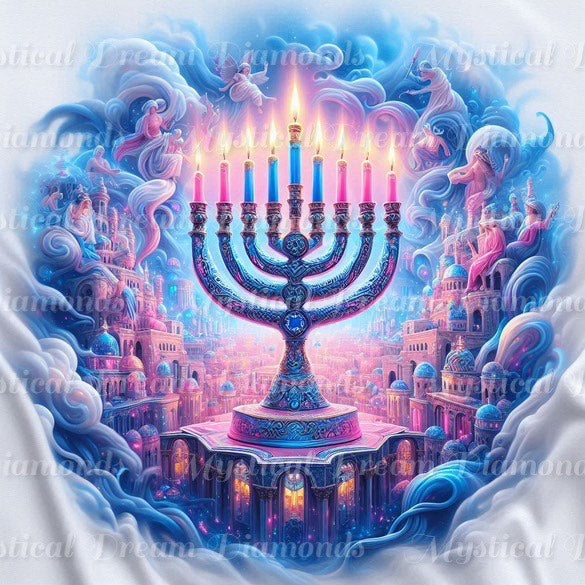 Menorahs in The City (7 options) by Bex. Ai Art