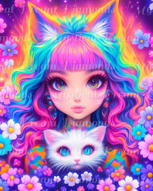 Cat Flower Girl by Bex.ai Art