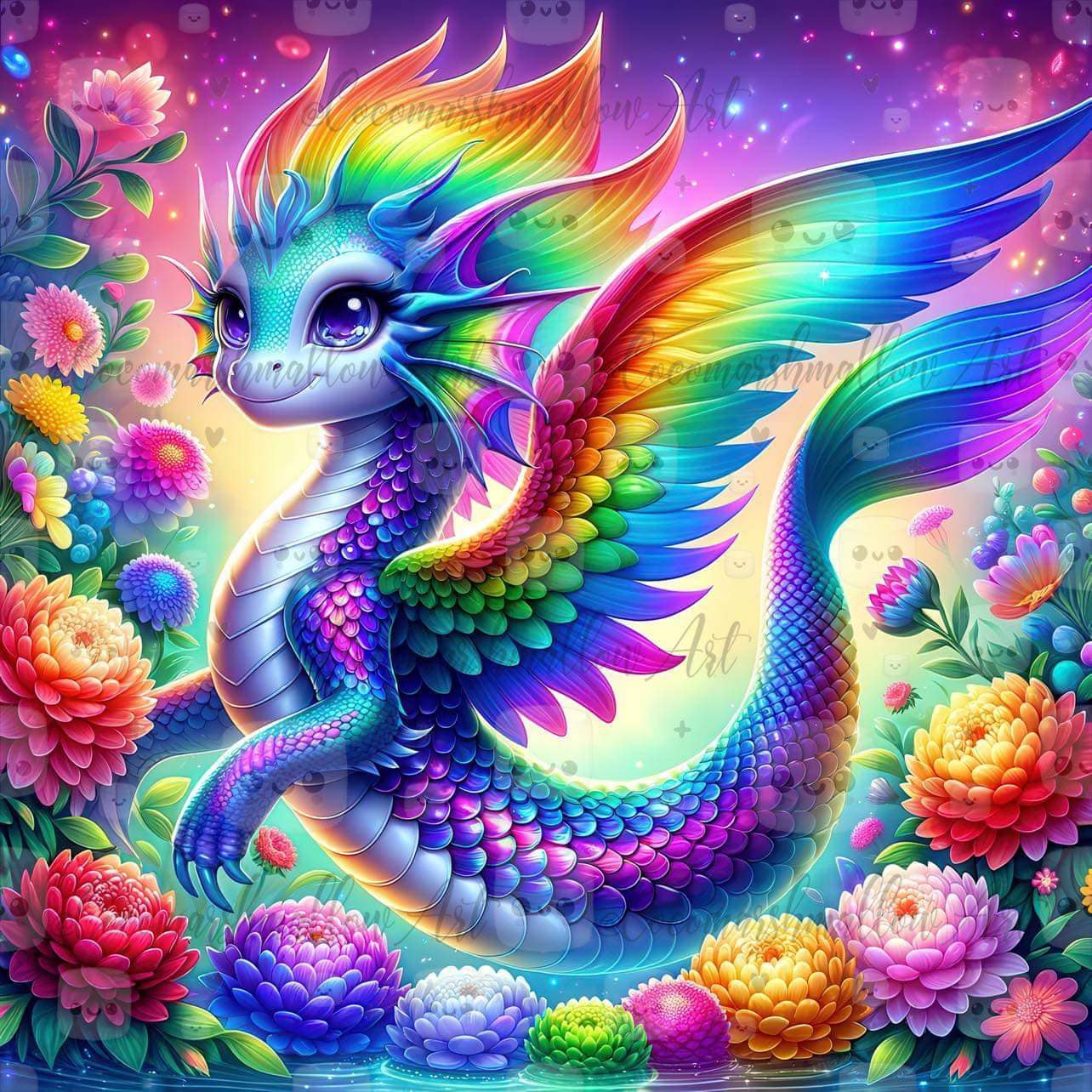 Rainbow Dragoness by Cocomarshmallow Art