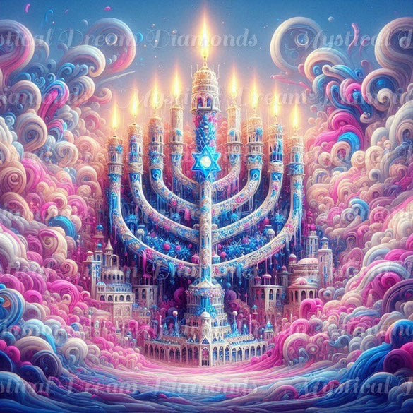 Menorahs in The City (7 options) by Bex. Ai Art