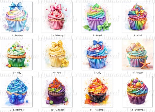 A Year of Cupcakes per Month by Cocomarshmallow Art