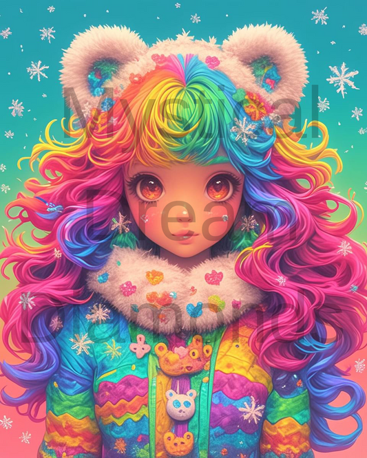 Frosty Rainbow Girl by Bex.ai Art