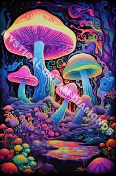 Pastel Neon Mushrooms by Wumples