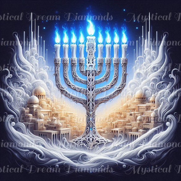 Menorahs in The City (7 options) by Bex. Ai Art