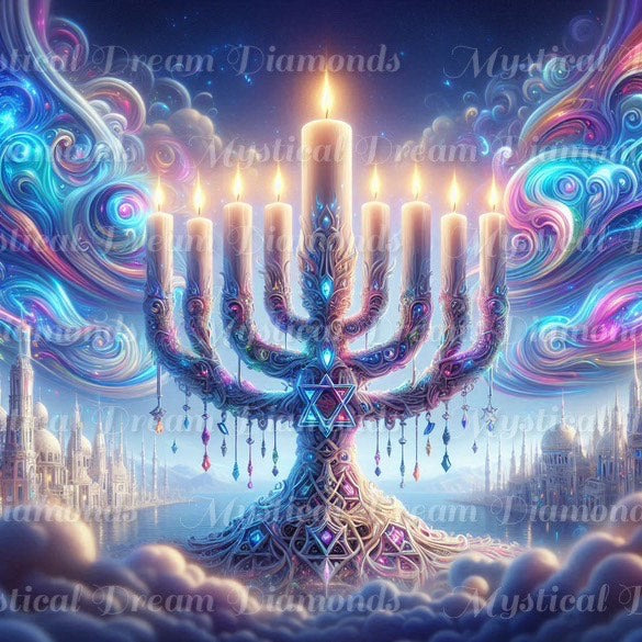 Menorahs in The City (7 options) by Bex. Ai Art