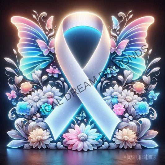 Cancer Awareness Ribbon White by Taza Creations